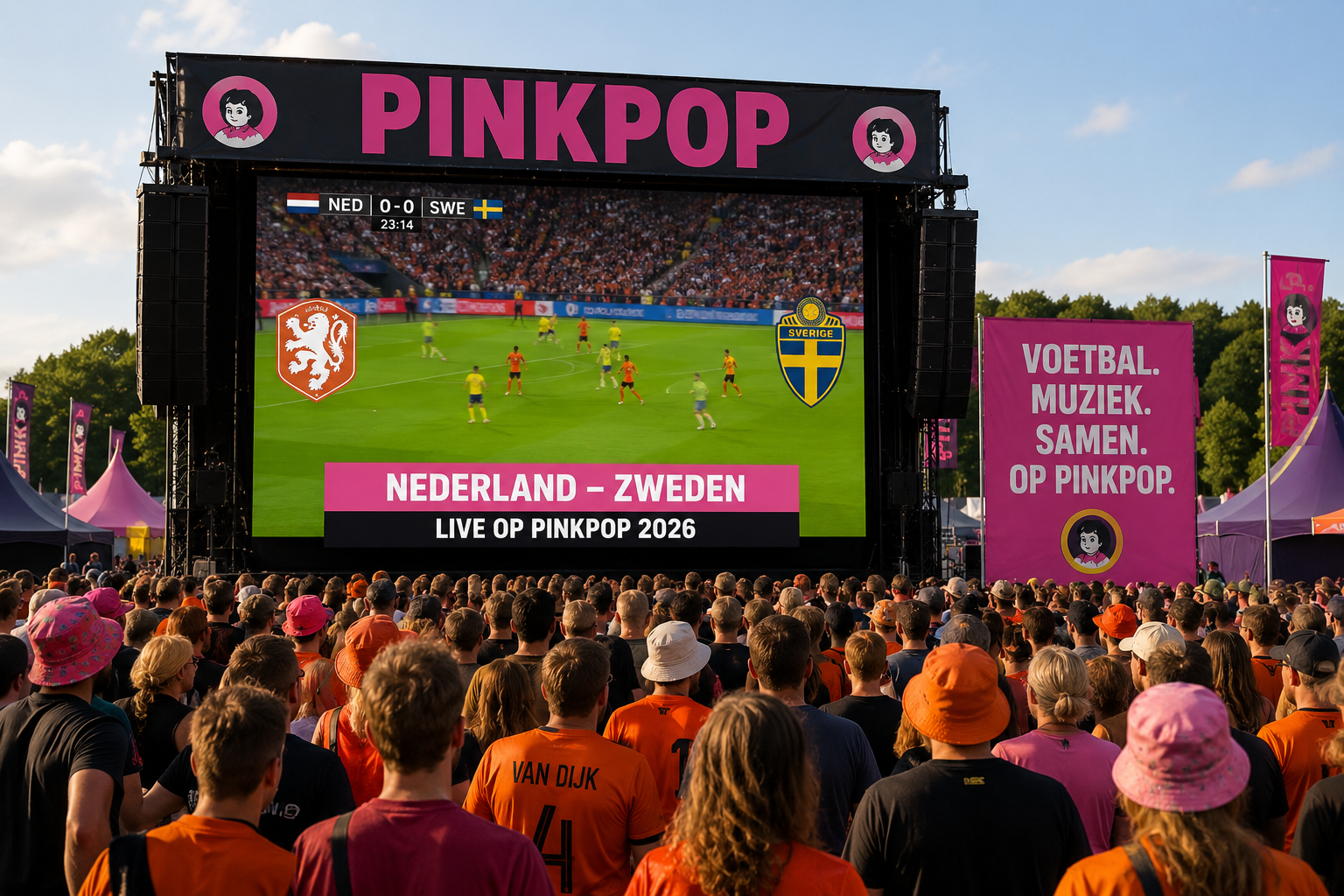 Pinkpop zendt WK-duel Nederland – Zweden live uit op festivalterrein,Pinkpop,nederland - zweden